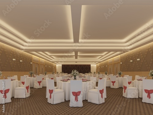 Fotografia banquet hall design, 3d rendering