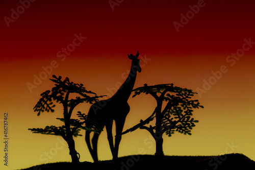Giraffe und Affenbrotbaum in Afrika