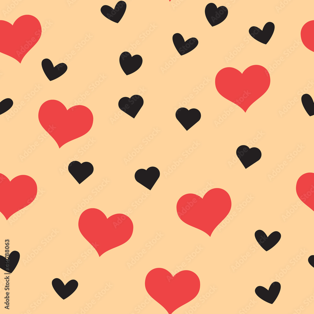 Heart icons seamless pattern, texture background.