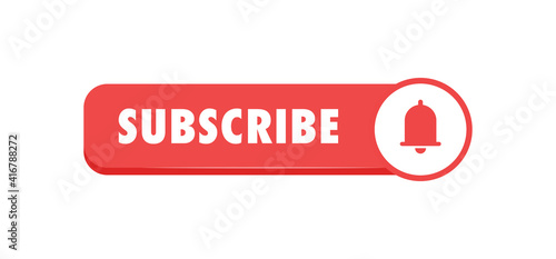 Subscribe click button with bell icon. Video social media platform.