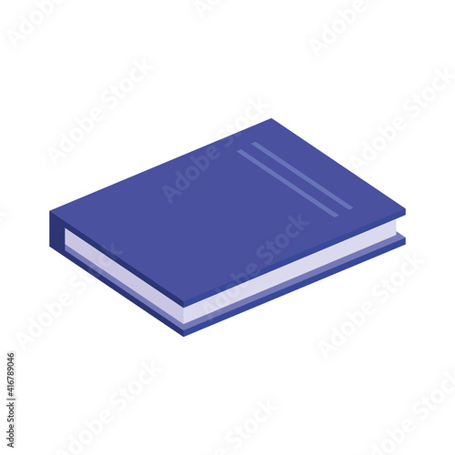 text book blue isometric icon vector illustration design