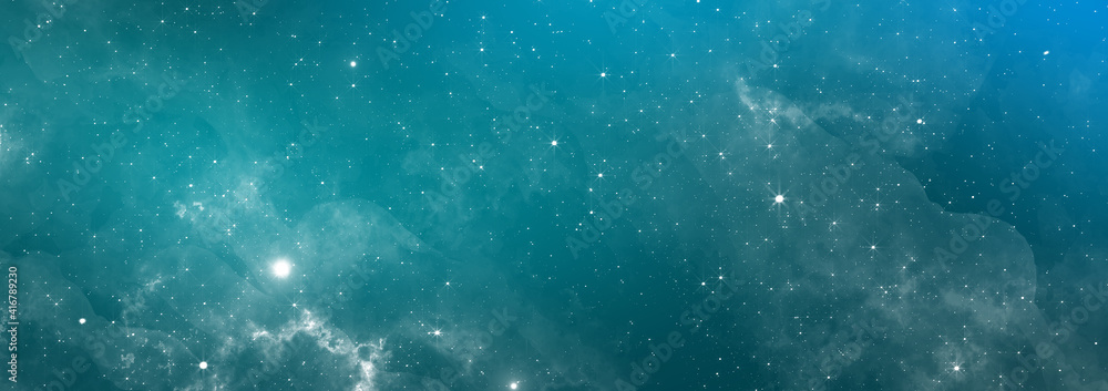 Cerulean Blue Cosmic Gas Stars Nebula Background Wallpaper