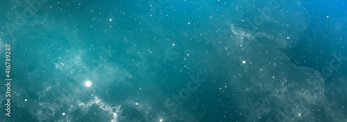 Cerulean Blue Cosmic Gas Stars Nebula Background Wallpaper