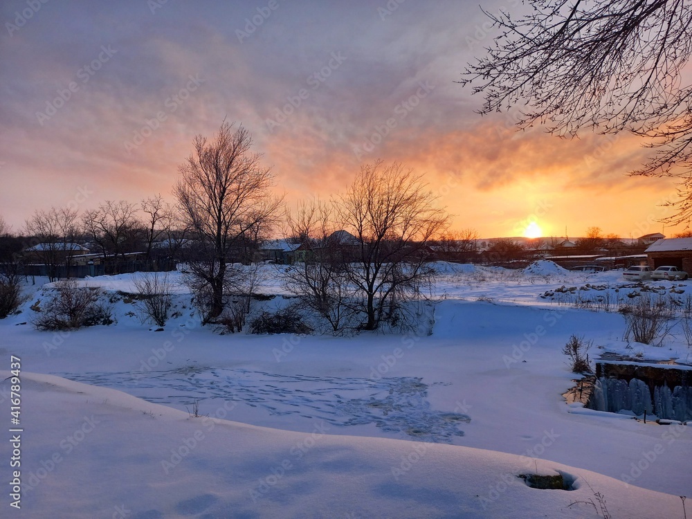 sunset in the snow sunset in the snow