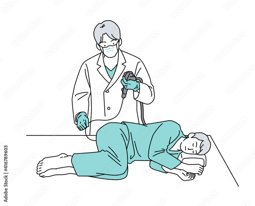 人物イラスト 大腸内視鏡検査 男性 シンプル Stock Illustration Adobe Stock