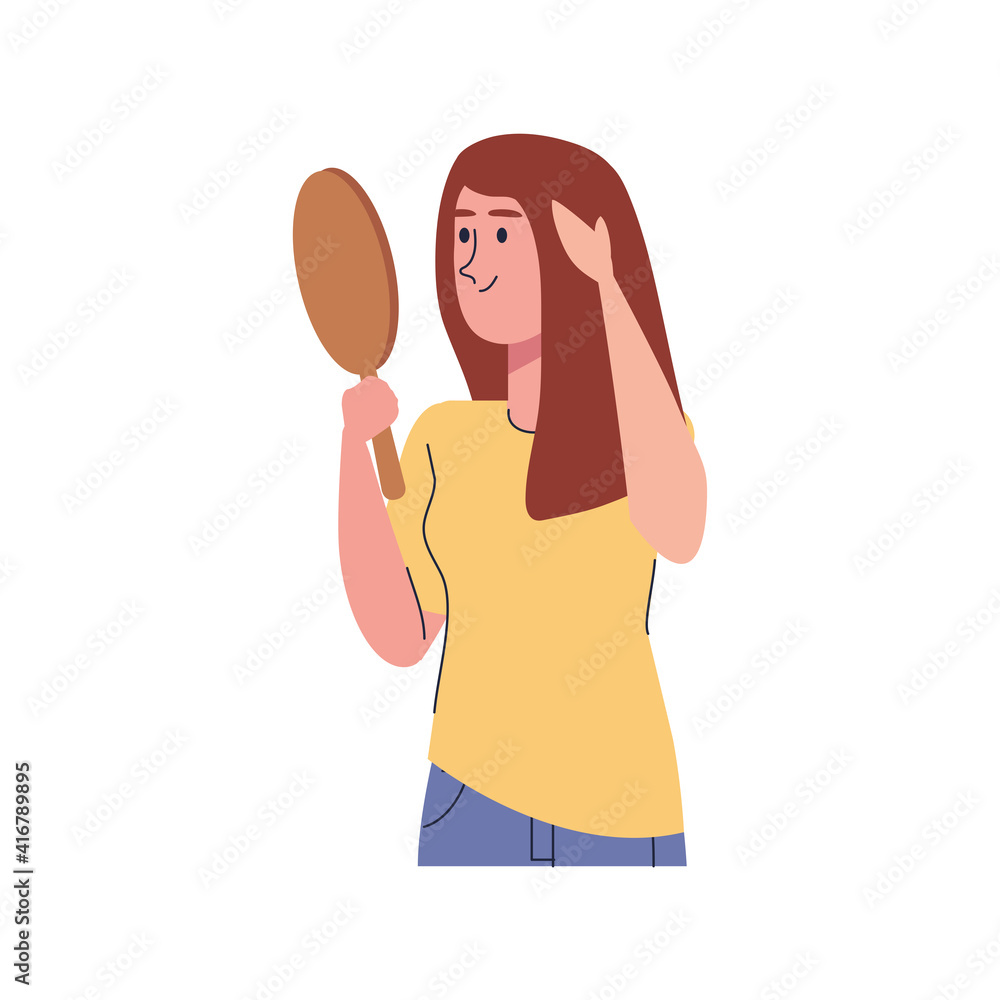 beautiful sexy girl with mirror isolated character vector illustration design beautiful sexy girl with mirror isolated character vector illustration design