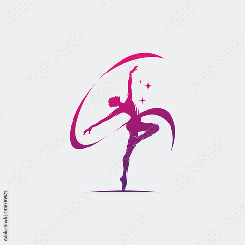 Rhythmic gymnast in professional arena logo