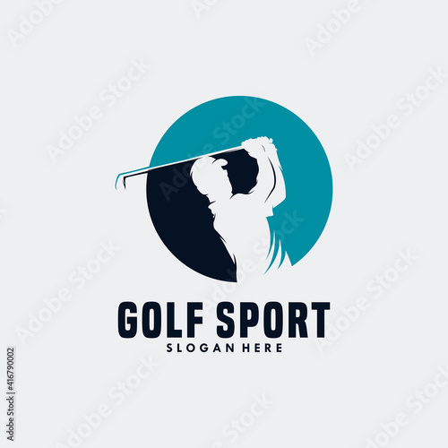 Golf player Logo design vector template. Elite Luxury Gold Golf club