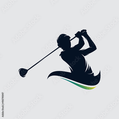 Golf player Logo design vector template. Elite Luxury Gold Golf club