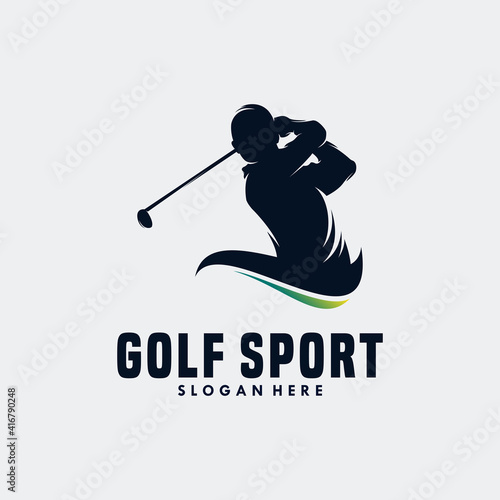 Golf player Logo design vector template. Elite Luxury Gold Golf club