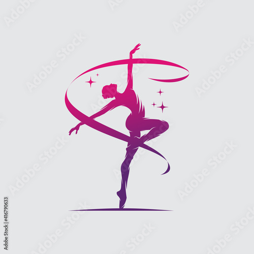 Rhythmic gymnast in professional arena logo