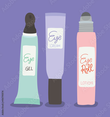 set of eye gel,cream and lotion for skin care