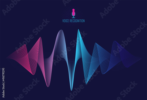 Voice recognition system concept banner. Smartphone with sound wave, vector illustration stock illustration