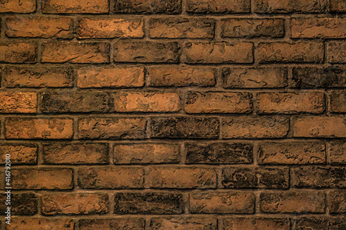 Brick wall with red brick, red brick wall texture grunge background with vignetted corners.