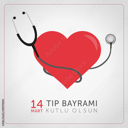 14 Mart Tıp Bayramı Kutlu olsun.Translate: 14 March Happy Medical Feast. Vector illustration.