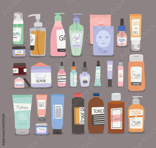 bundle of skin care icons