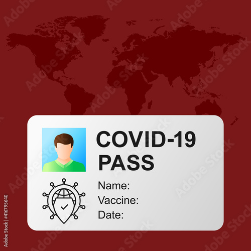 COVID-19 passs or card concept. Vaccination certificate of being vaccinated against coronavirus. photo