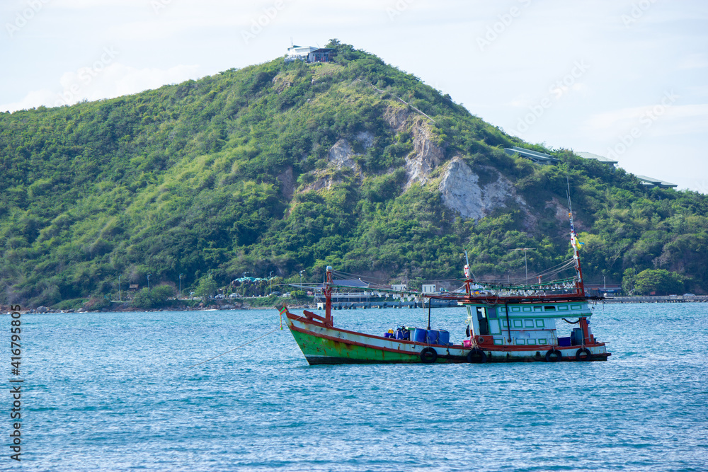 Fishing boats on Samae San Island , Sattahip, Chonburi, Thailand