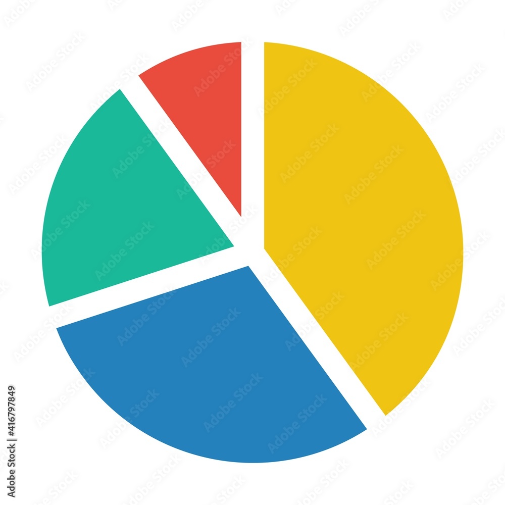 Pie chart icon vector diagram for data and information in a flat color illustration Pie chart icon vector diagram for data and information in a flat color illustration