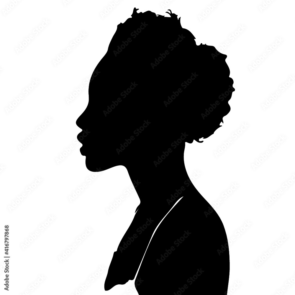 Black Woman with Hair Silhouette Vector Illustration stock illustration