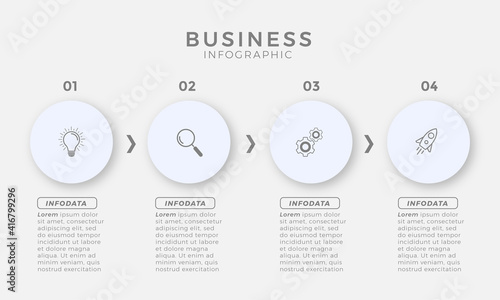 Business infographic icon 4 design premium VectorBusiness Infographic template. Thin line design with numbers 4 options or steps. photo