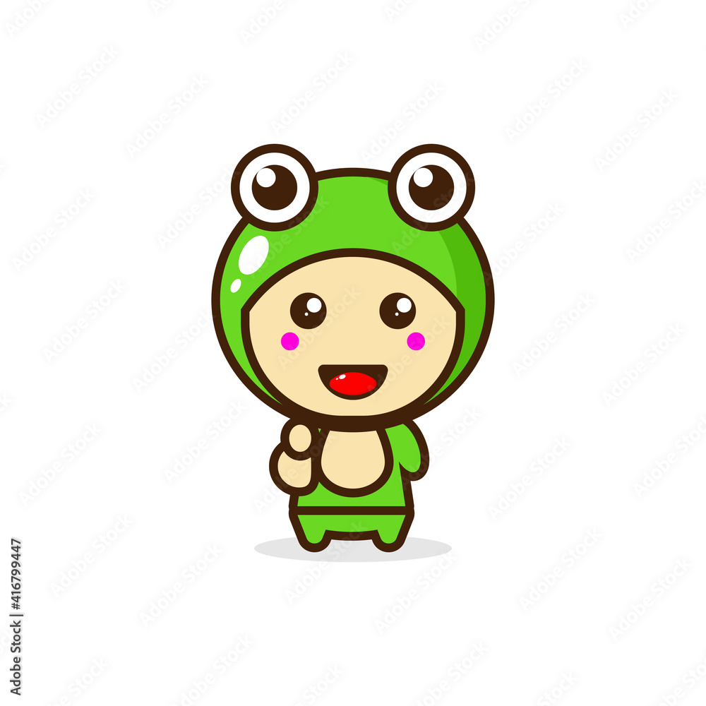 Frog cute happy mascot character illustration Frog cute happy mascot character illustration