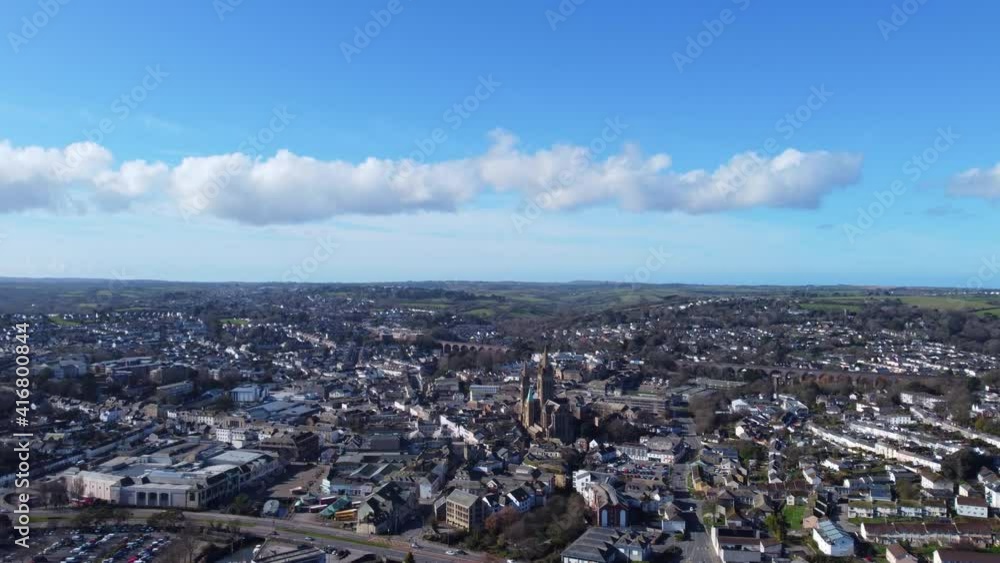 aerial drone shots of truro city cornwall England uk aerial drone shots of truro city cornwall England uk