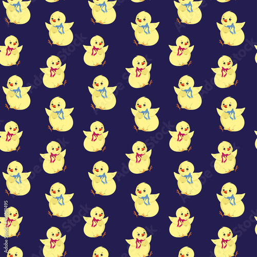 Seamless pattern with Easter chickens. Holiday decor,decoration, print for fabric, wrapping paper.