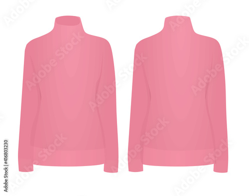 Pink  roll neck shirt. vector illustration