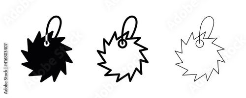 Label vector icon. This symbol is a round label symbol inside similar to a saw blade. Editable alternating line. Label, price icon sticker symbol. Tag sale icon vector, tag set.