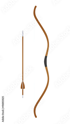 Brown bow and arrow. vector