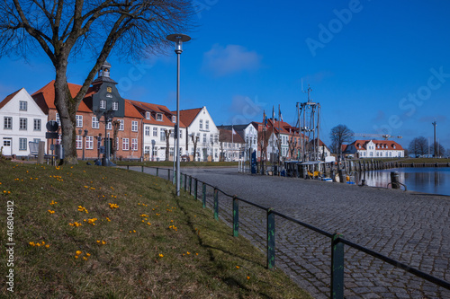 picturesque harbor of the charming coastal town Tönning by the North Sea.