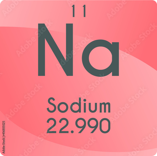 Na Sodium Alkali metal Chemical Element vector illustration diagram, with atomic number and mass. Simple gradient flat design For education, lab, science class.
