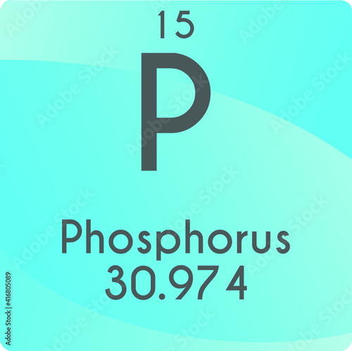 P Phosphorus Non reactive metal Chemical Element vector illustration diagram, with atomic number and mass. Simple gradient flat design For education, lab, science class.
