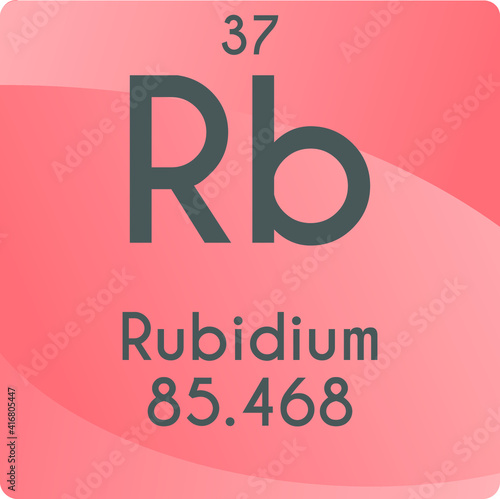 Rb Rubidium Alkali metal Chemical Element vector illustration diagram, with atomic number and mass. Simple gradient flat design For education, lab, science class.
