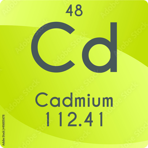 Cd Cadmium Transition metal Chemical Element vector illustration diagram, with atomic number and mass. Simple gradient flat design For education, lab, science class.
