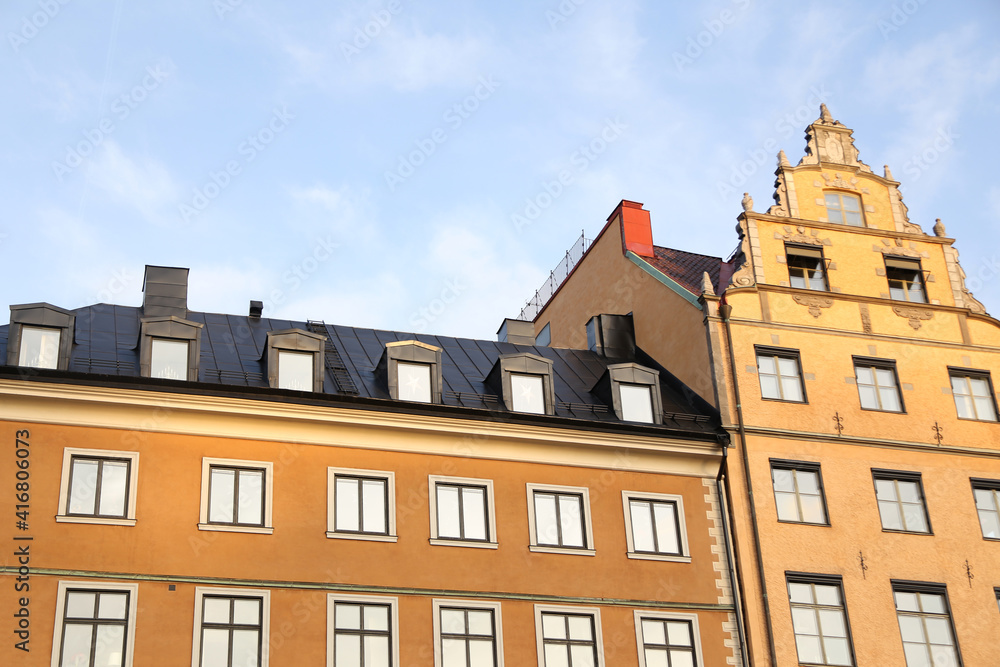 House facade in old town of Stockholm, Sweden
