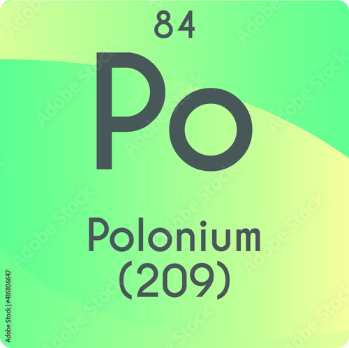 Po Polonium Post transition metal Chemical Element vector illustration diagram, with atomic number and mass. Simple gradient flat design For education, lab, science class.
