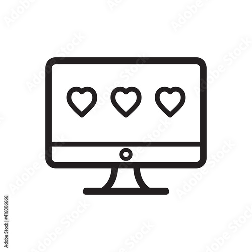 love rating icon in trendy flat style, device icon, monitor icon