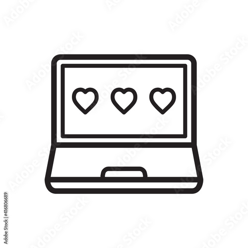 love rating icon in trendy flat style, device icon, laptop icon