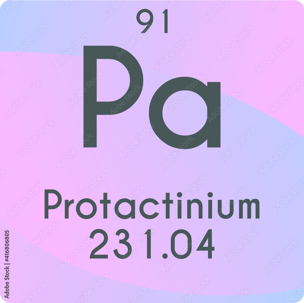 Pa Protactinium Actinoid Chemical Element vector illustration diagram, with atomic number and mass. Simple gradient flat design For education, lab, science class.
