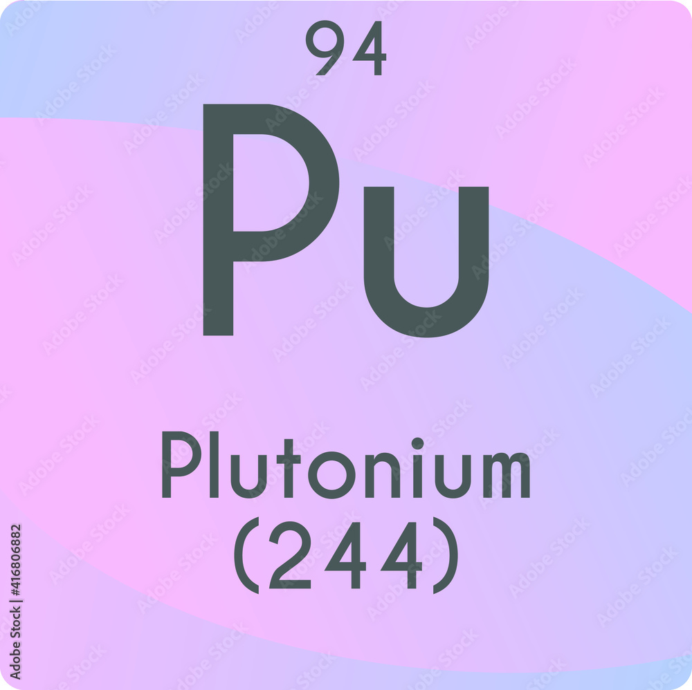 Pu Plutonium Actinoid Chemical Element vector illustration diagram, with atomic number and mass. Simple gradient flat design For education, lab, science class.
