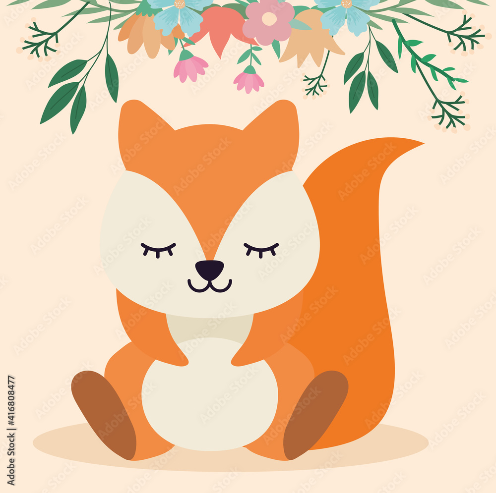 cute squirrel sitting under the flowers cute squirrel sitting under the flowers