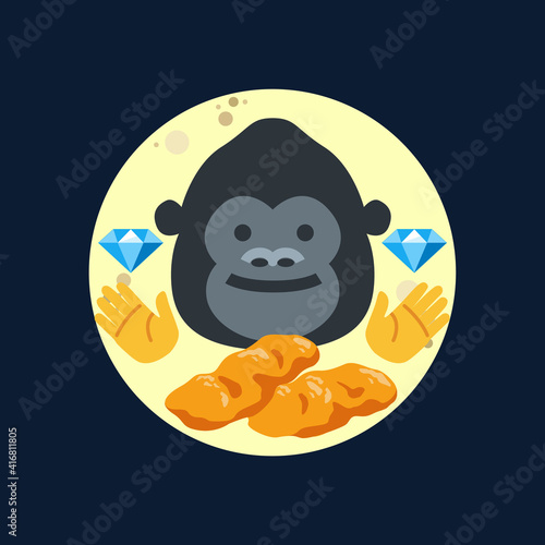 GME AMC WSB Ape On The Moon With Tendies and Diamond Hands