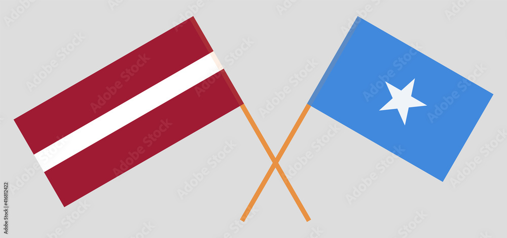 Crossed flags of Latvia and Somalia. Official colors. Correct proportion Crossed flags of Latvia and Somalia. Official colors. Correct proportion