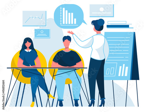 Man and woman students. Flat design illustration. Vector