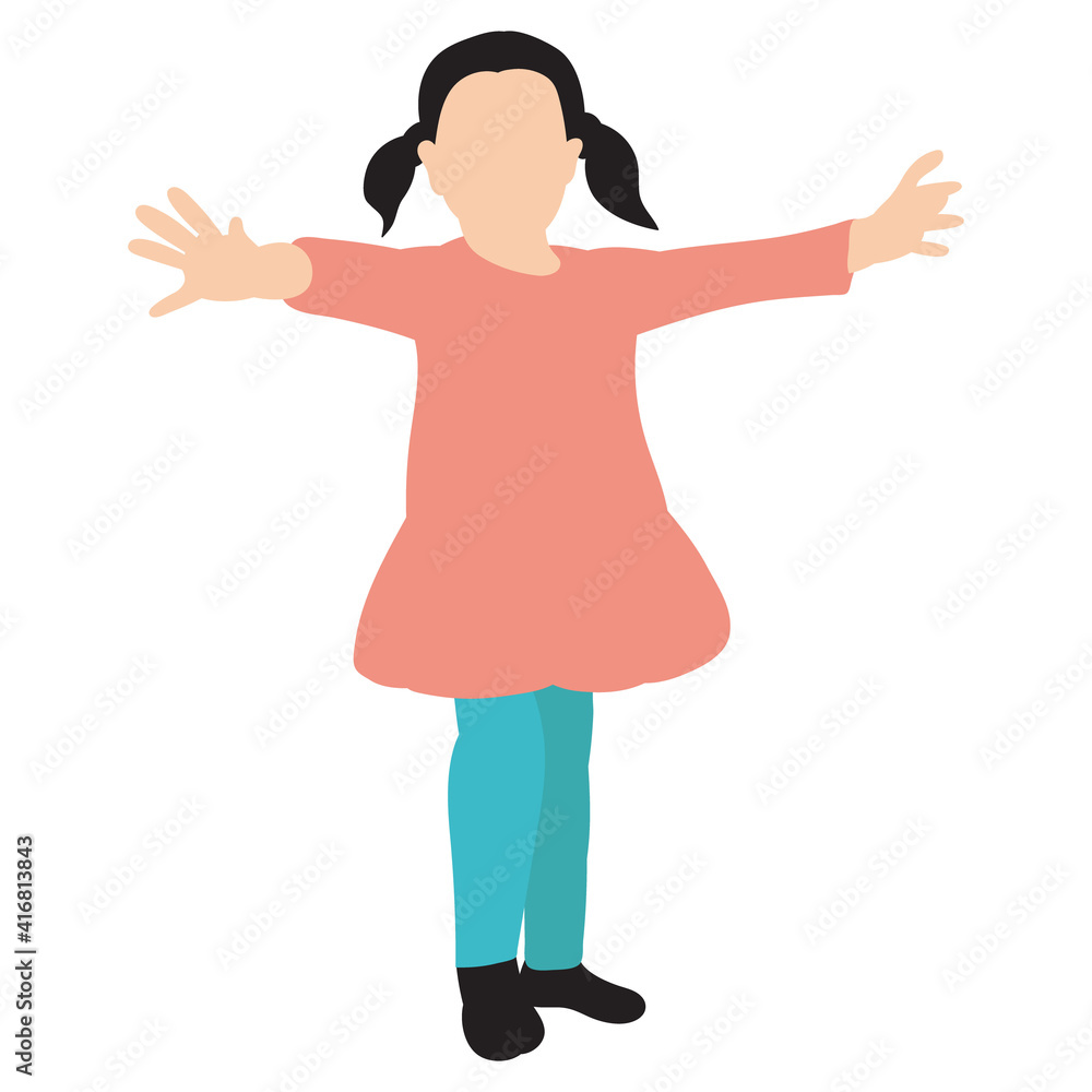 vector, isolated, girl, child dancing in flat style, no face vector, isolated, girl, child dancing in flat style, no face