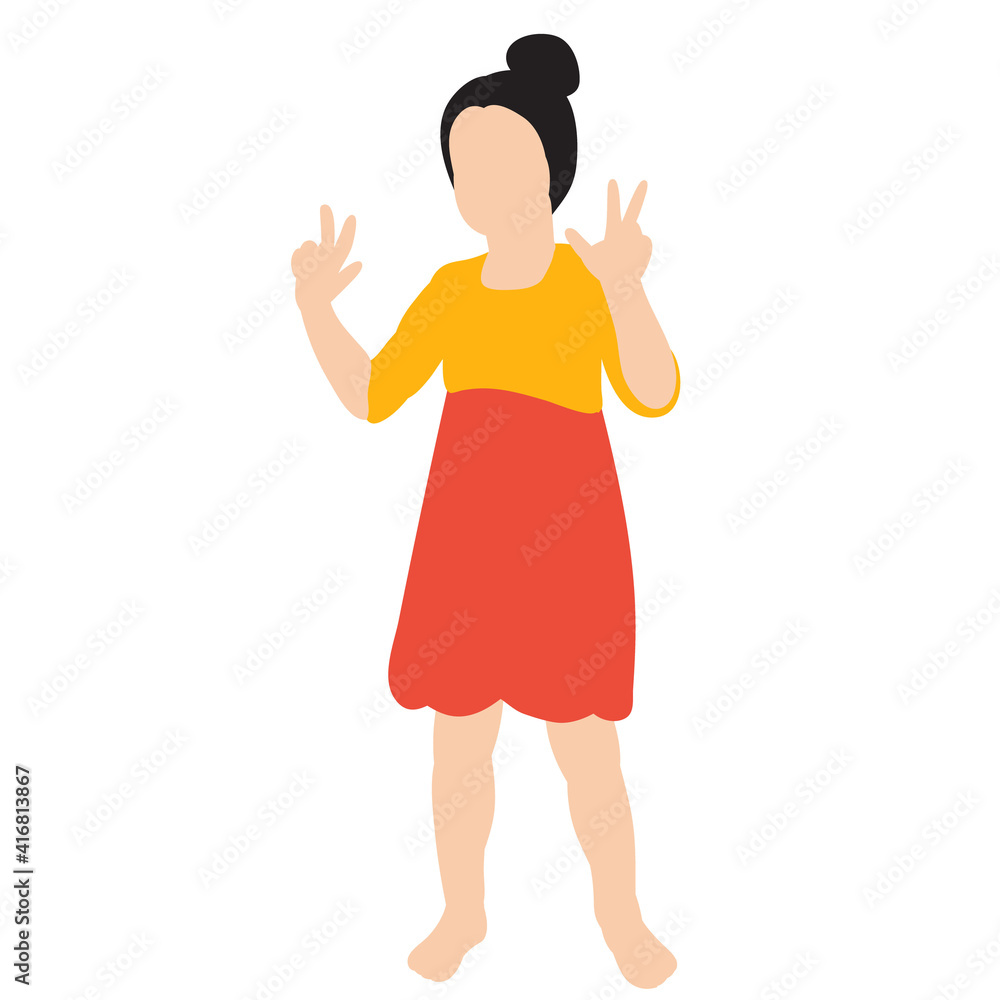 isolated, girl, child in flat style, no face isolated, girl, child in flat style, no face