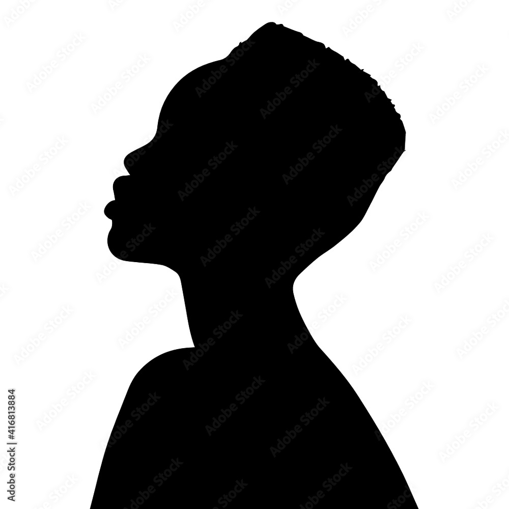 Black Woman with Square Cut Hair Silhouette Vector Illustration stock illustration