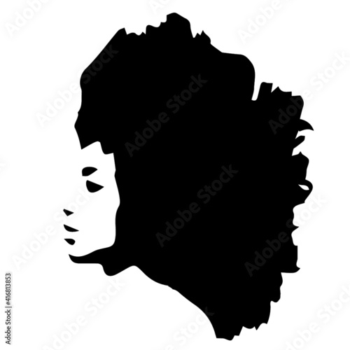 Black Woman with Afro Curly Hair Silhouette Vector Illustration stock illustration